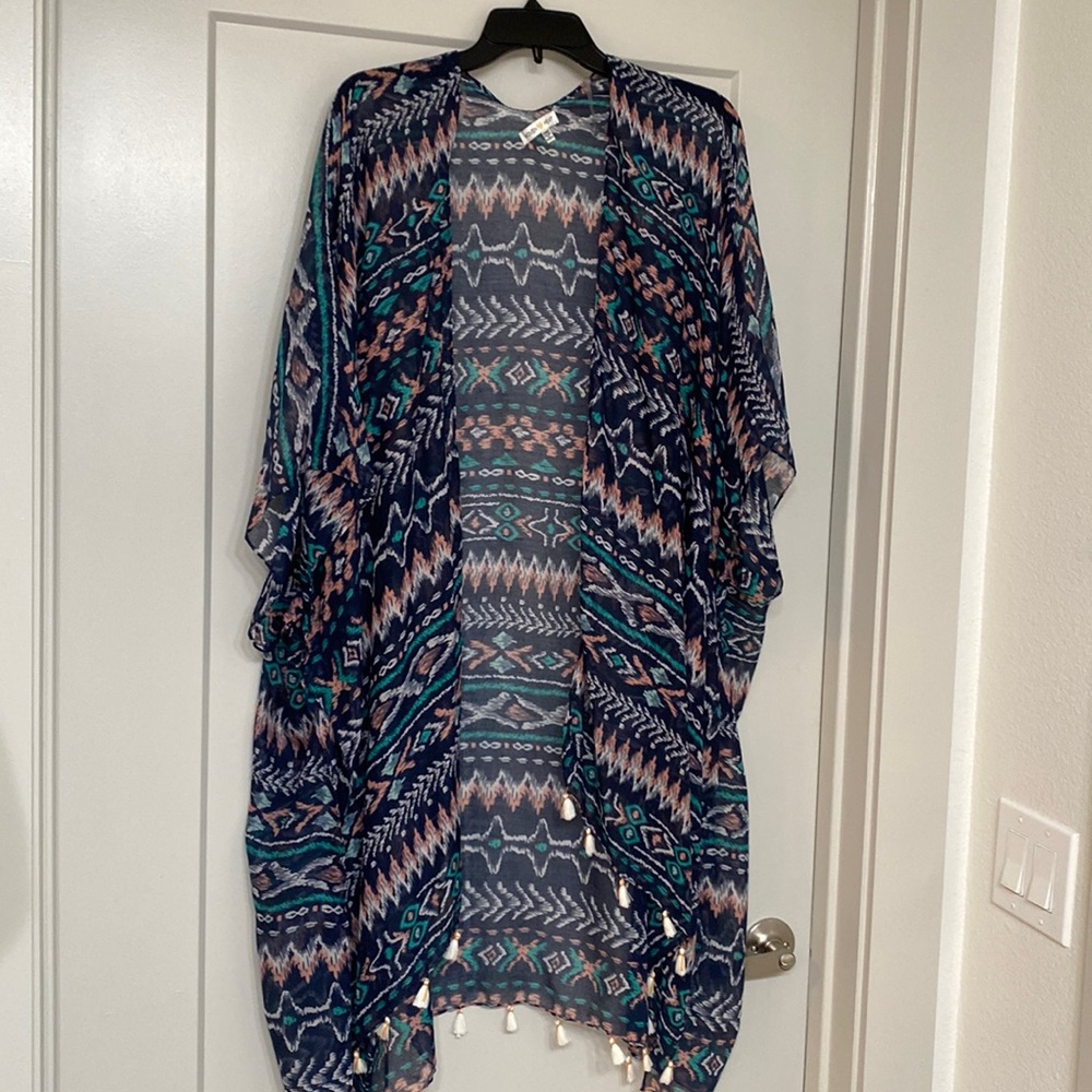 Woven Heart kimono or swim cover up